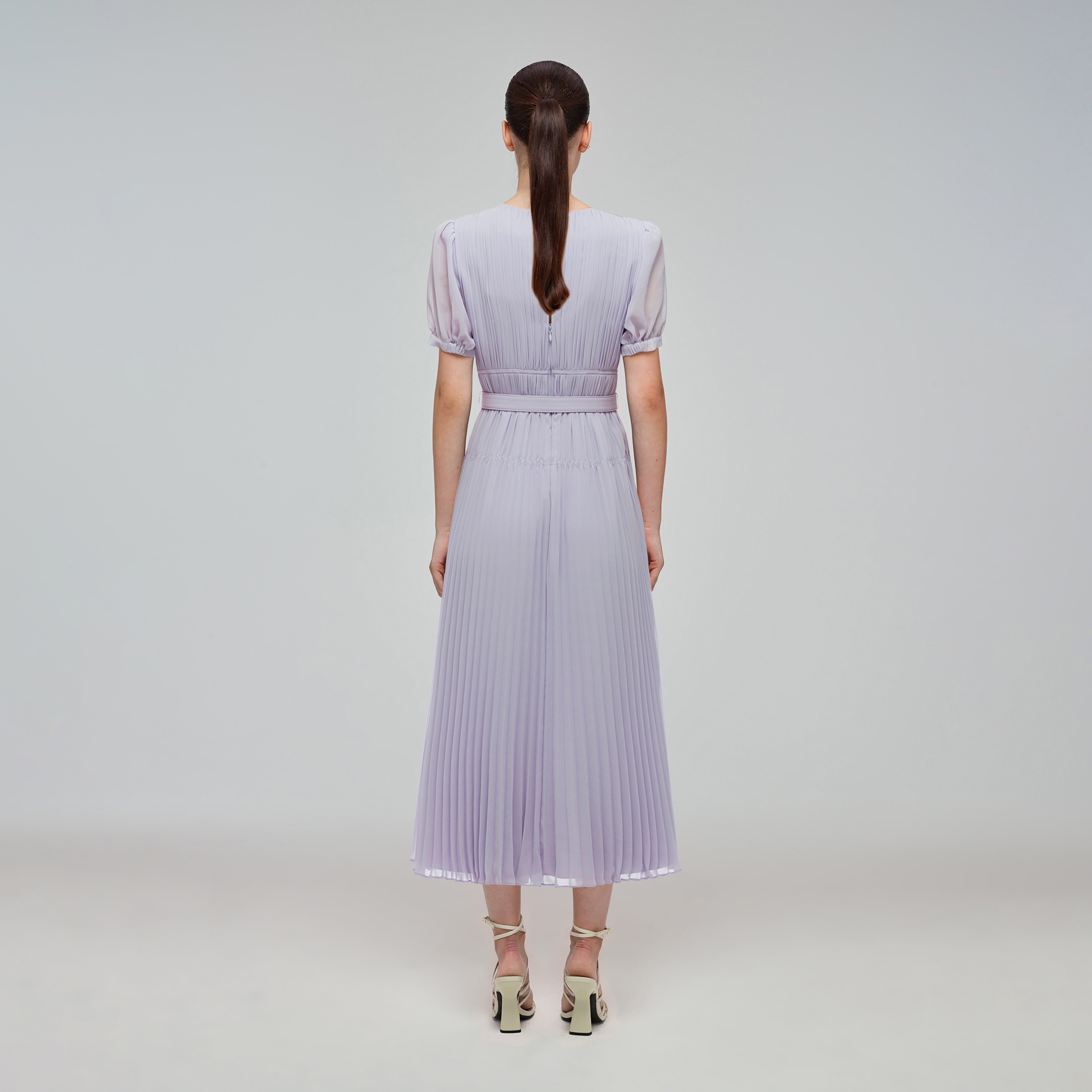 Lilac Chiffon Midi Dress | self-portrait